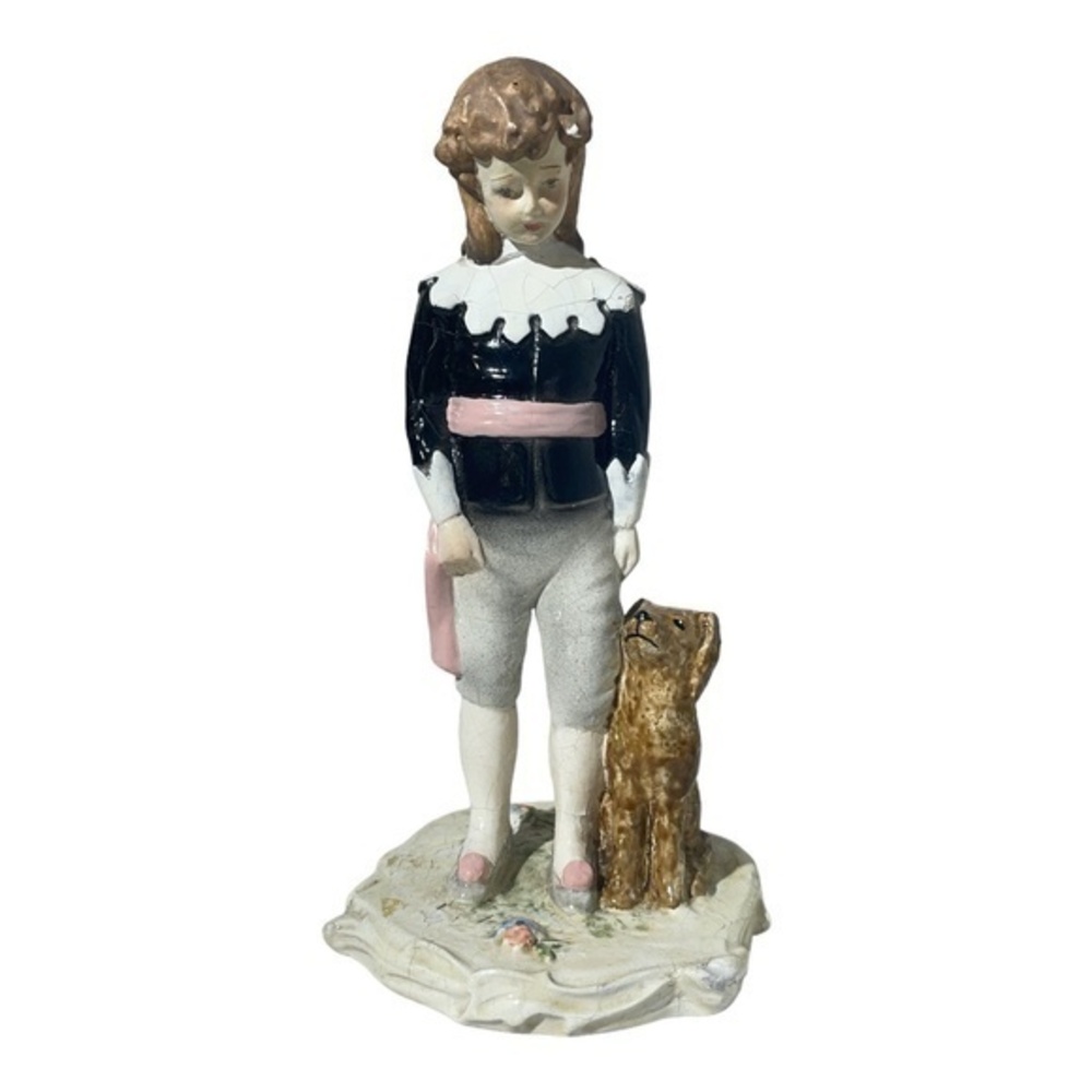 Carol Price Vintage Chalkware Figurine " Wednesday's Child" Boy with Dog.  See P